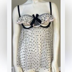 Victoria’s Secret peek-a-boo lingerie polka dots sheer 34B